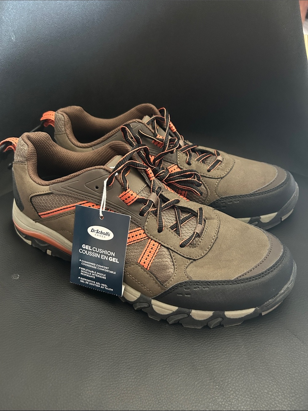 NWT 🆕 Dr. Scholl's Men's Brown and Orange Hiking Sneakers - Gel Cushion size 13